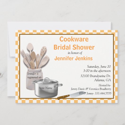 Stilvolle Cookware Bridal Dusche Einladung (Vorderseite)