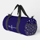 Stilvolle Cool Stars Pattern Navy Blau Mit Monogra Duffle Bag (Rechte Ecke)