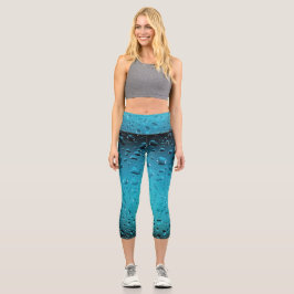 Stilvolle Coole Blaue Wassertropfen Capri Leggings