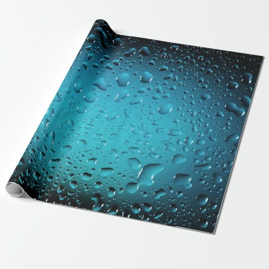 Stilvolle Coole Blaue Wassertropfen Geschenkpapier (Ungerollt)