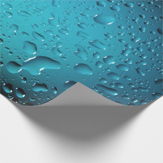 Stilvolle Coole Blaue Wassertropfen Geschenkpapier (Ecke)