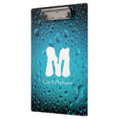 Stilvolle Coole Blaue Wassertropfen mit Monogramm Klemmbrett (Links)