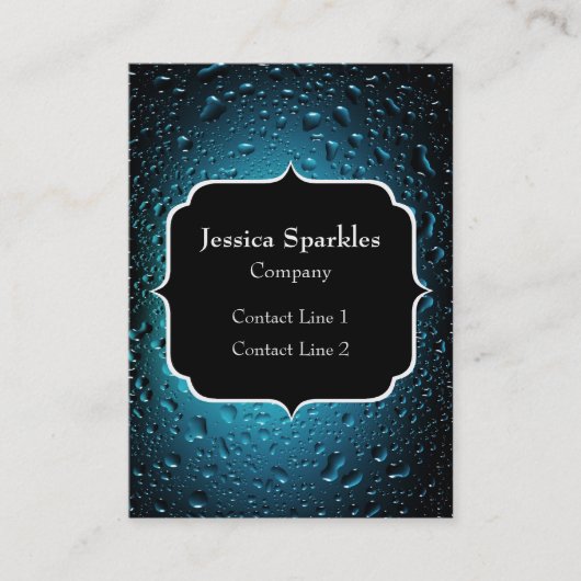 Stilvolle Coole Blaue Wassertropfen mit Monogramm Visitenkarte (Vorderseite)