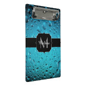 Stilvolle Coole blaue Wassertropfen Monogram Mini Klemmbrett (Schrägansicht)