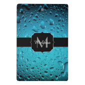 Stilvolle Coole blaue Wassertropfen Monogram Mini Klemmbrett (Rückseite)