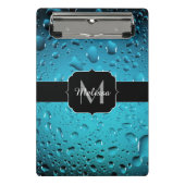 Stilvolle Coole blaue Wassertropfen Monogram Mini Klemmbrett (Vorderseite)