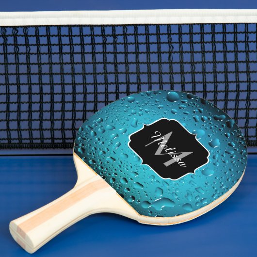 Stilvolle Coole blaue Wassertropfen Monogram Tischtennis Schläger (InSitu)