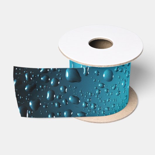Stilvolle Coole Blaue Wassertropfen Satinband (Spule)