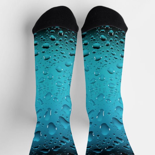 Stilvolle Coole Blaue Wassertropfen Socken (Oben)