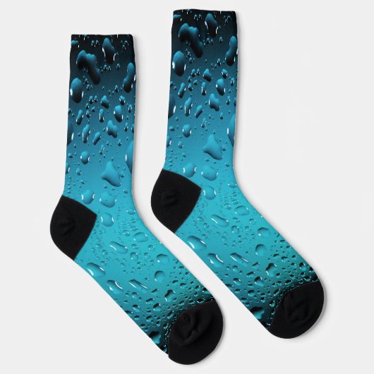 Stilvolle Coole Blaue Wassertropfen Socken (Rechts)