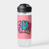 Stilvolle Coole "Fun" Rainbow Bold Script Pink Spo Trinkflasche (Vorderseite)