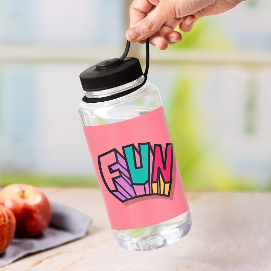 Stilvolle Coole "Fun" Rainbow Bold Script Pink Spo Trinkflasche