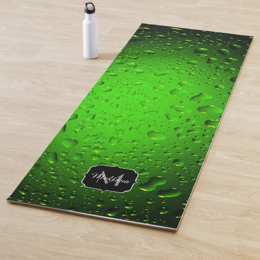 Stilvolle Coole grüne Wassertropfen Monogram Yogamatte (Beispiel)