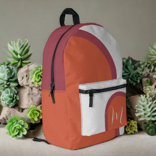 Stilvolle Coral Magenta Pink Arch mit Monogramm Bedruckter Rucksack