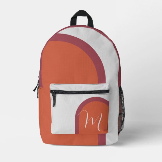 Stilvolle Coral Magenta Pink Arch mit Monogramm Bedruckter Rucksack (Vorderseite)