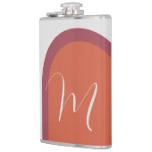 Stilvolle Coral Magenta Pink Arch und Monogram Flachmann (Links)