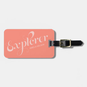 Stilvolle Coral Script Typografy Explorer Bag Tag Gepäckanhänger