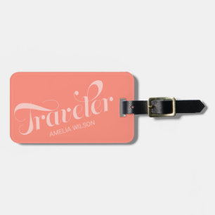 Stilvolle Coral Script Typografy Traveler Bag Tag Gepäckanhänger