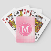 Stilvolle Country Gingham Pink Monogram Spielkarten (Rückseite)