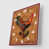 Stilvolle Country Rooster Küche Quadratische Wanduhr (Winkel)