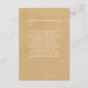 Stilvolle Country Wedding Guest Information Card Begleitkarte