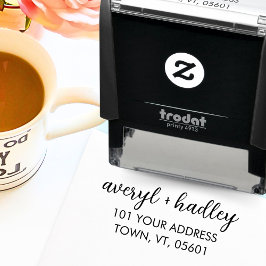 Stilvolle Couple Script Calligraphy Wedding Addres Permastempel