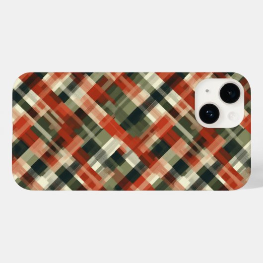 Stilvolle Cream Green Red Kariert Phone Case (Rückseite (Horizontal))
