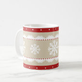 Stilvolle Cream Red White Christmas Muster Kaffeetasse (Vorderseite Links)