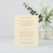 Stilvolle Creme Beige Wedding Details Card Begleitkarte (Stehend Vorderseite)