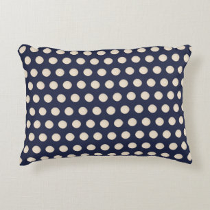 Stilvolle, cremefarbene weiße beige Dot Blue Hinte Zierkissen