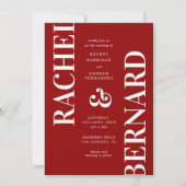 Stilvolle Crimson Red Typografy QR Code Wedding Einladung (Vorderseite)