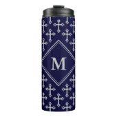 Stilvolle CROSS Monogram Blue Gray Thermosbecher (Vorderseite)