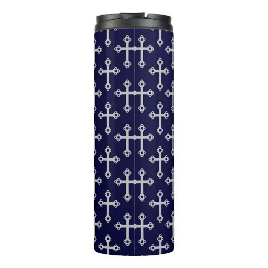 Stilvolle CROSS Monogram Blue Gray Thermosbecher (Rückseite)