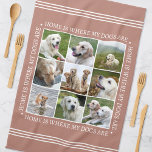 Stilvolle Custom Text Foto Collage Dogs Terracotta Geschirrtuch<br><div class="desc">Erstellen Sie ein handliches, personalisiertes Küchentuch, das neun hochgeschätzte Fotos zeigt, gerahmt von der herzerwärmenden Nachricht: "Zuhause ist, wo meine Hunde sind." Dieses stilvolle Template verfügt über eine Gitterkollektion und eine klassische Stilschrift, die in einem Foto angeordnet ist. Text kann auf den Anzug Ihrer Fotos angepasst werden. Diese vielseitige Vorlage...</div>