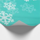 Stilvolle Cyan Snowflakes Modernes Weihnachtsmuste Geschenkpapier (Ecke)