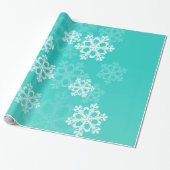 Stilvolle Cyan Snowflakes Modernes Weihnachtsmuste Geschenkpapier (Ungerollt)