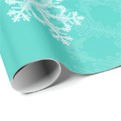 Stilvolle Cyan Snowflakes Modernes Weihnachtsmuste Geschenkpapier (Rolleneckpunkt)