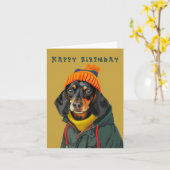 Stilvolle Dackel Karte (Gelbe Blume)