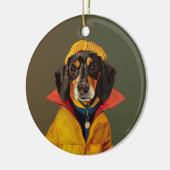 Stilvolle Dackel Keramik Ornament (Links)