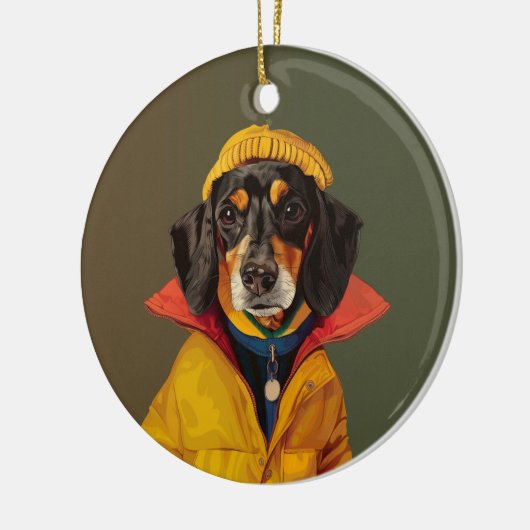 Stilvolle Dackel Keramik Ornament (Links)