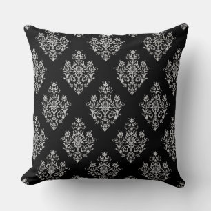 Stilvolle Damask Pattern Schwarz Kissen