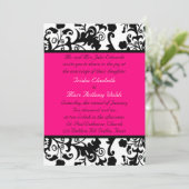 Stilvolle Damask und hellrosa Hochzeitsempfehlung Einladung (Stehend Vorderseite)