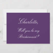 Stilvolle Dark Lila Bridesmaid Vorschlagskarte