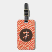 Stilvolle Dark Orange Zebra Print Monogram und Nam Gepäckanhänger (Vorderseite vertikal)