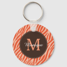 Stilvolle Dark Orange Zebra Print Monogram und Nam