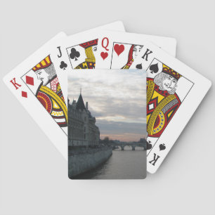 Stilvolle Deck Cards mit schönem Sonnenuntergang i Spielkarten