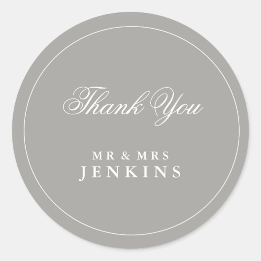 Stilvolle Deep Gray Classic Wedding Runder Aufkleber (Vorderseite)