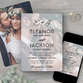 Stilvolle Deko Typografie & Monogram 2 Foto Weddin Einladung