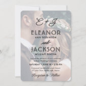 Stilvolle Deko Typografie & Monogram 2 Foto Weddin Einladung (Vorderseite)