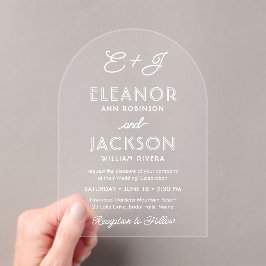 Stilvolle Deko Typografie & Monogram Wedding Arch Acryleinladungen